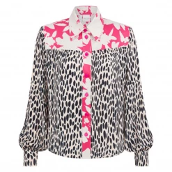 Fresha Dixie Blouse | Neon Spotted Leopard Fresha London