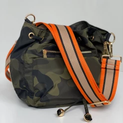 The Warehouse Collective Drawstring Bucket Bag + Orange/ White Stripe Accessories