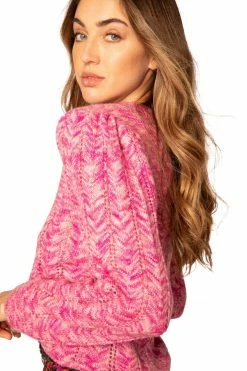 ALLISON New York Pink Pointelle Sweater