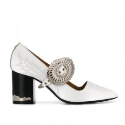 H. Collection Toga Pulla | Buckled Mary-Jane White Pump