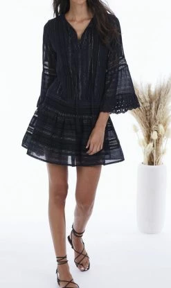 ALLISON New York Cotton Metallic Stripe Day Dress