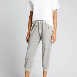 Oak Hall Athleisure The Great | The Cropped Sweatpant With Heart Embroidery