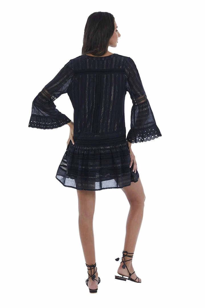 ALLISON New York Cotton Metallic Stripe Day Dress