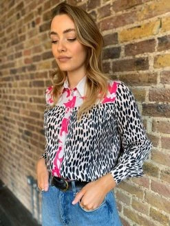 Fresha Dixie Blouse | Neon Spotted Leopard Fresha London