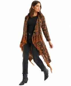 ALLISON New York Fringe Drape Cardigan