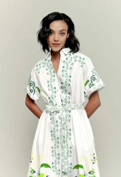 Tucker Resort 2022 Safari Shirtdress | Chartreuse Dutch Blossoms Sz. S