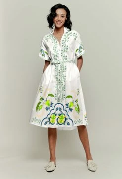 Tucker Resort 2022 Safari Shirtdress | Chartreuse Dutch Blossoms Sz. S