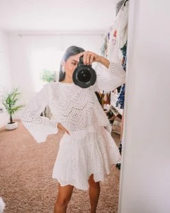ALLISON New York Eyelet Flare Sleeve Top
