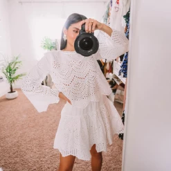 ALLISON New York Eyelet Flare Sleeve Top