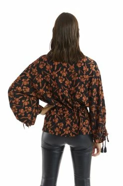 ALLISON New York Rustic Floral Drawstring Blouse