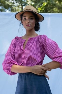 Tucker Tucker NYC Classic Blouse | Fuchsia Gingham Sz. M