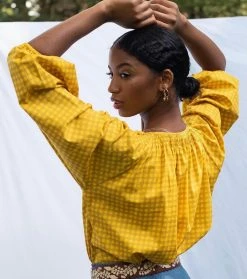 Tucker Tucker NYC Classic Blouse | Lemon Gingham Sz. L