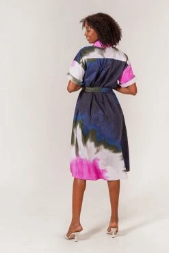 Tucker Safari Shirtdress | Ink Tie Dye Sz. M-XL Dresses