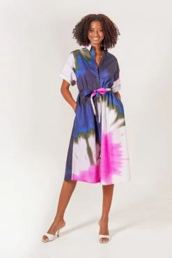 Tucker Safari Shirtdress | Ink Tie Dye Sz. M-XL Dresses