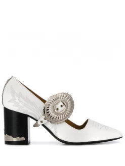 H. Collection Toga Pulla | Buckled Mary-Jane White Pump
