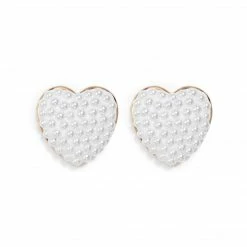 Lele Sadoughi Ivory Pearl Heart Button Earrings