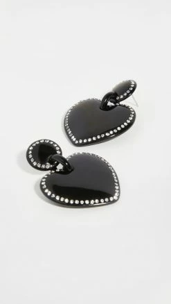 Lele Sadoughi Jeweled Stitched Heart Earrings | Jet