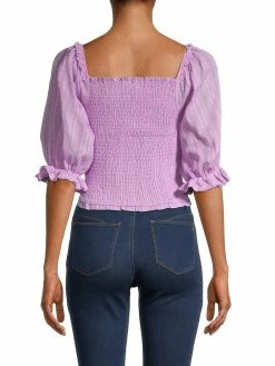 ALLISON New York Smocked Puff Sleeve Crop