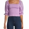 ALLISON New York Smocked Puff Sleeve Crop