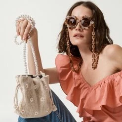 Lele Sadoughi Mini Penelope Crossbody Bag | Natural Daisy