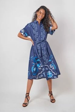 Tucker New Arrivals! Safari Shirtdress | Navy Dutch Blossoms Sz. XS-XL