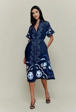 Tucker New Arrivals! Safari Shirtdress | Navy Dutch Blossoms Sz. XS-XL