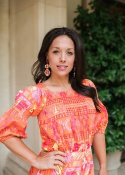 The Warehouse Collective Orange Oval Drop Earring