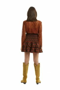 ALLISON New York Leaf Print Smocked Mini Skirt Sz. XS