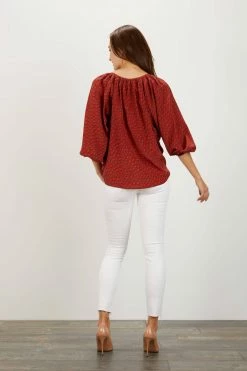 Tucker Long Sleeve Polo Blouse | Rustic Dot Sz. XS