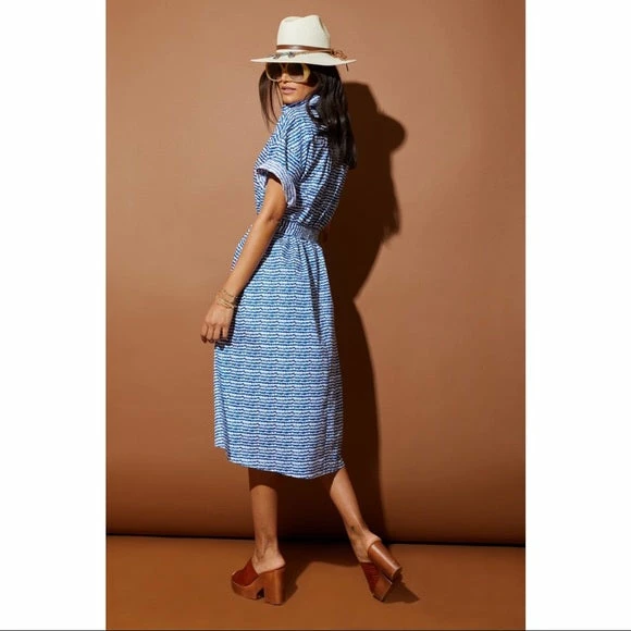 Tucker Safari Shirtdress | Cobalt Sound Sz. XXS-XL New Arrivals!