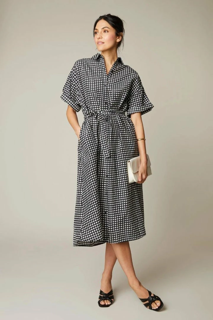 Tucker Safari Shirtdress | Black White Gingham
