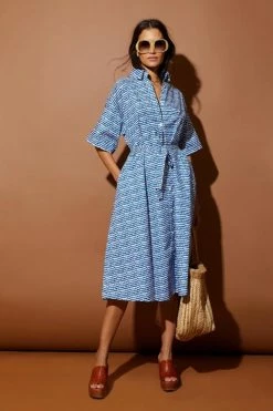 Tucker Safari Shirtdress | Cobalt Sound Sz. XXS-XL New Arrivals!