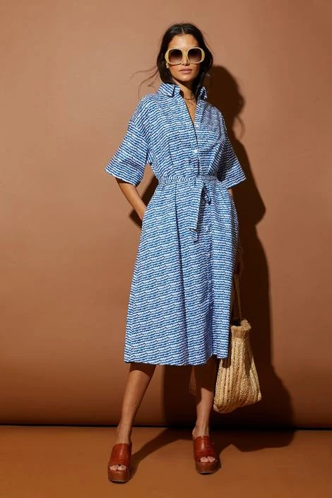 Tucker Safari Shirtdress | Cobalt Sound Sz. XXS-XL New Arrivals!