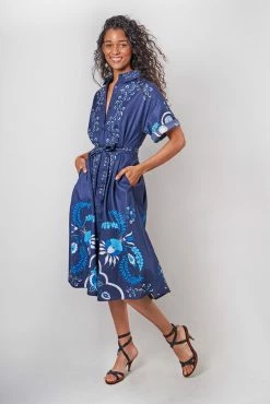 Tucker New Arrivals! Safari Shirtdress | Navy Dutch Blossoms Sz. XS-XL