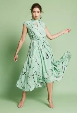 Caballero Nat Seafoam Brushstroke Dress Resort 2022