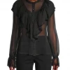 ALLISON New York Sheer Button Down Blouse