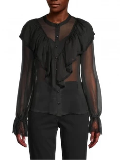 ALLISON New York Sheer Button Down Blouse