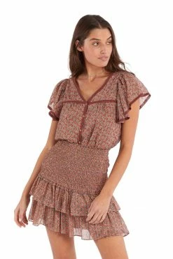 ALLISON New York Smocked Ruffle Skirt | Spice