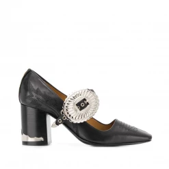 H. Collection Toga Pulla | Buckled Mary-Jane Black Pump Shoes