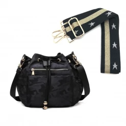 The Warehouse Collective Drawstring Camo Bag + Canvas Strap Accessories