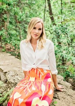 Sheridan French Tiffany Skirt | Orange Heart Ikat Sz. XS Resort 2022