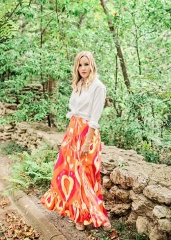 Sheridan French Tiffany Skirt | Orange Heart Ikat Sz. XS Resort 2022