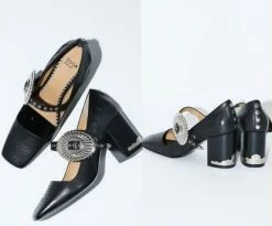 H. Collection Toga Pulla | Buckled Mary-Jane Black Pump Shoes