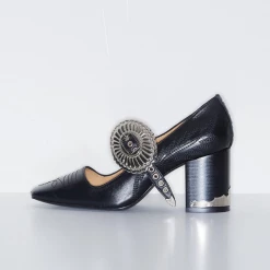 H. Collection Toga Pulla | Buckled Mary-Jane Black Pump Shoes
