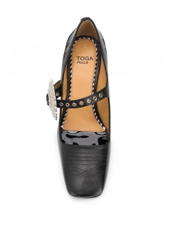 H. Collection Toga Pulla | Buckled Mary-Jane Black Pump Shoes
