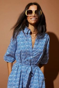 Tucker Safari Shirtdress | Cobalt Sound Sz. XXS-XL New Arrivals!