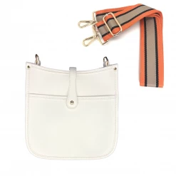 The Warehouse Collective Vegan Leather Crossbody + Orange Stripe Strap Accessories