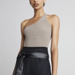 Who What Wear Lola Ribbed Tank | Tan