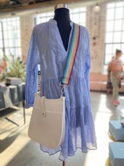 The Warehouse Collective Accessories White Vegan Leather Crossbody + Rainbow Strap
