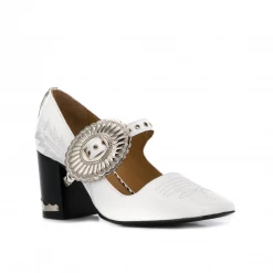 H. Collection Toga Pulla | Buckled Mary-Jane White Pump